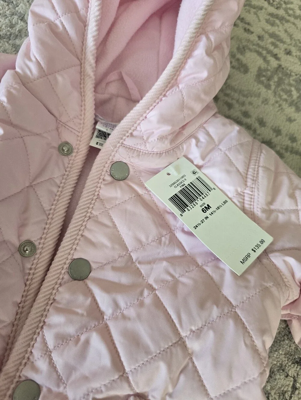 Ralph Lauren Light Pink Quilted Hooded snowsuit
